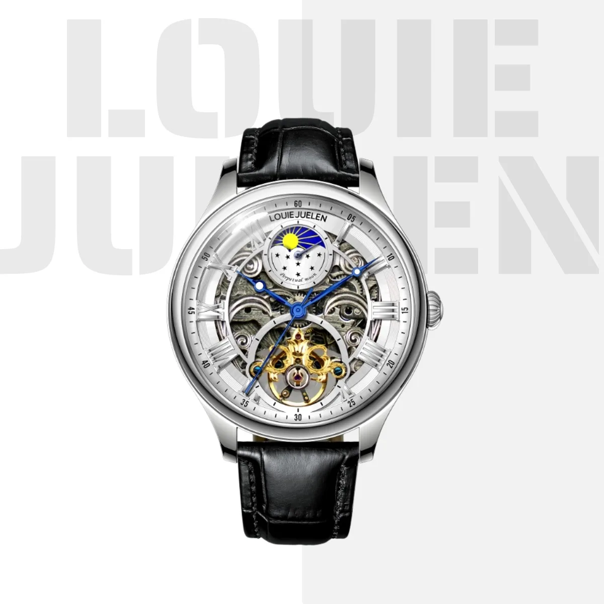 

LOUIE JUELEN Sun, Moon and Stars Series Tourbillon Mechanical Watch Automatic Mechanical Watch And Engraved Hollow Dial