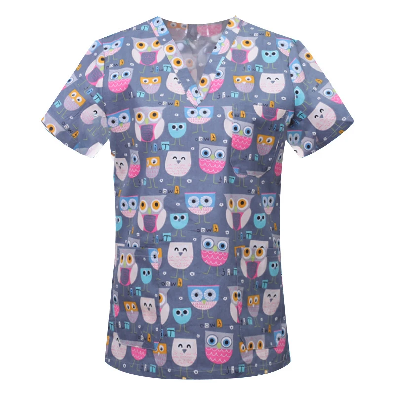 Dameskleding Cartoonkleding Unisex Scrub Top Dierenprint Scrubs Blouse Medisch Uniform Ziekenhuis Verpleegkundige Arts Werkkleding