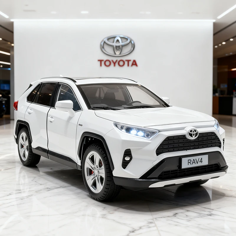 

1:24 Toyota RAV4 SUV, модель автомобиля из сплава, игрушечный автомобиль, литье под давлением, металлическое литье, откат, звук и свет, автомобиль, игрушки для детей, автомобиль