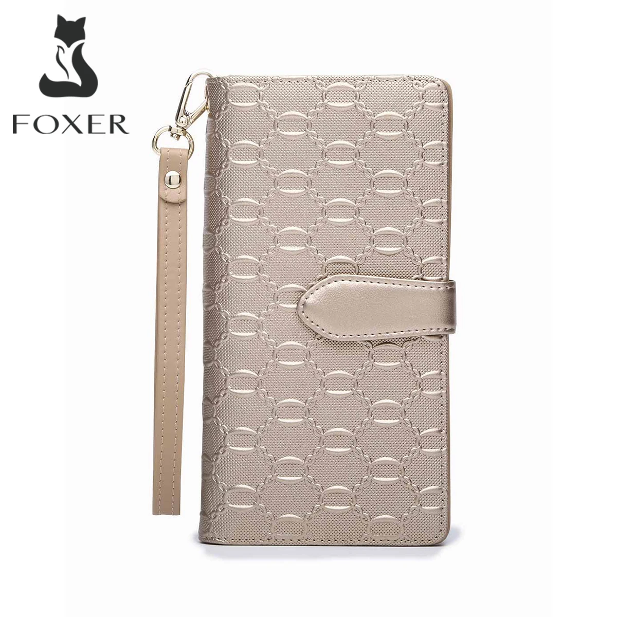 Dompet Kulit Sapi Panjang Wanita Merek FOXER Tas Clutch Wanita Dompet Perancang Terkenal Dompet Wanita Dompet Kulit Sapi Wanita Mode