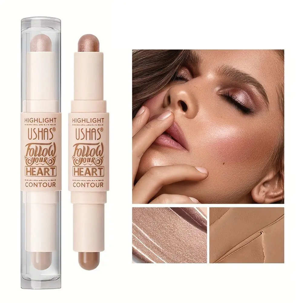 Bâton de contour bronzant scintillant 2 en 1, imperméable, multi-usages, correcteur, surligneur, stylo d'ombre, visage saillant, modifier, illuminateur, ustensiles de cuisine C3