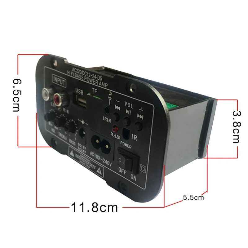 Placa Amplificadora Bluetooth Baixo HIFI, Subwoofer FM, 30-120W, Alto-falante 10 ", 12V, 24V