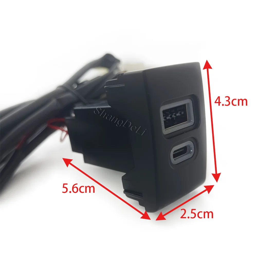 1PC Car Charger Socket QC3.0 Dual PD Type C Charging Outlet Power Adapter Phone Fit For Beetle Car Accessories