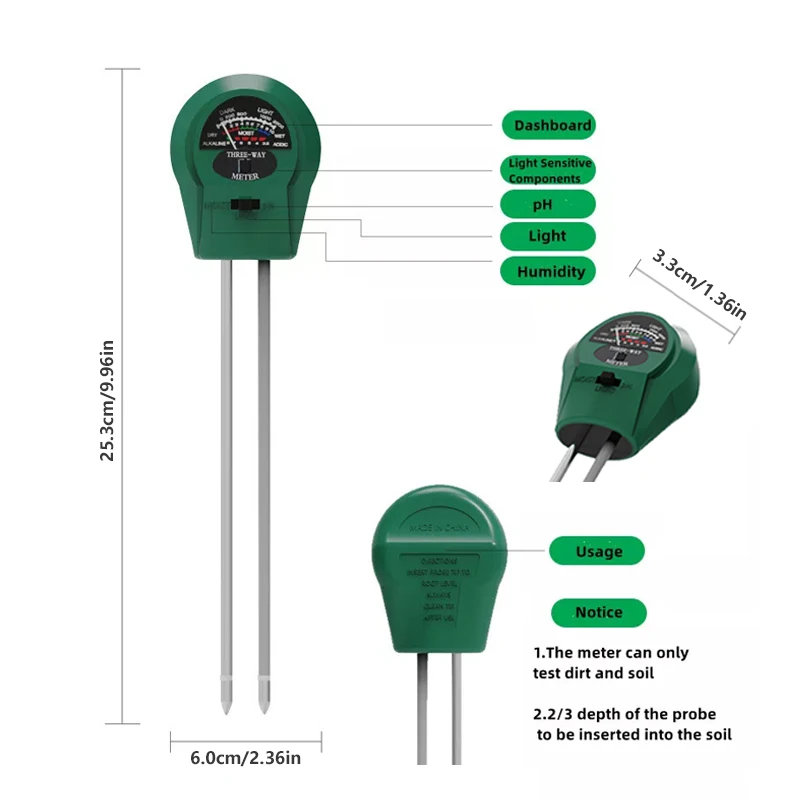 Boden tester 3 in 1 Bodenfeuchte pH-Meter Säure Luft feuchtigkeit Blumen tester Temperatur Säure messgerät