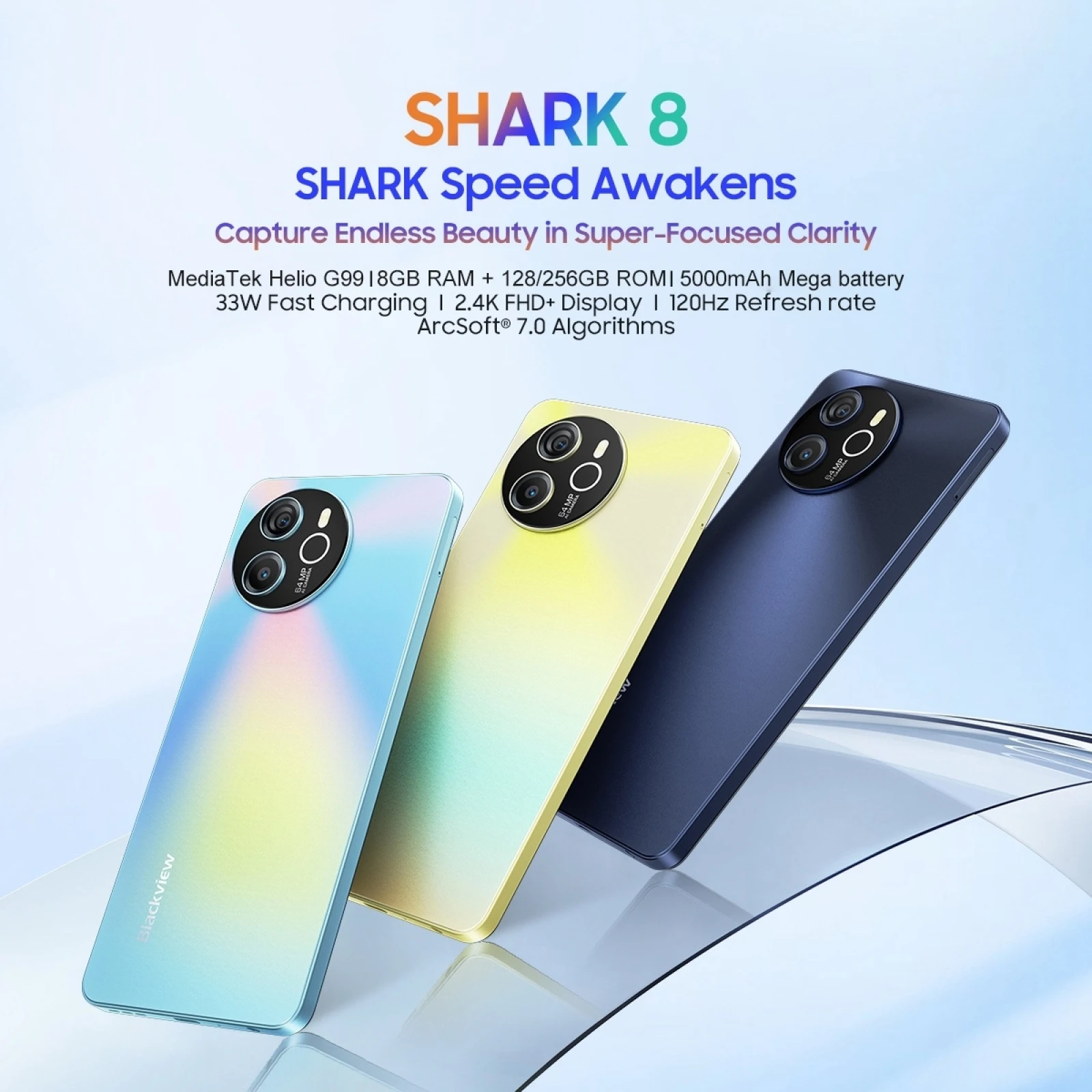 Blackview SHARK 8 Smartphone 16GB+256GB 6.78'' 2.4K Display 5000mAh Android 13 Helio G99 Octa Core 4G NFC Mobile Phone