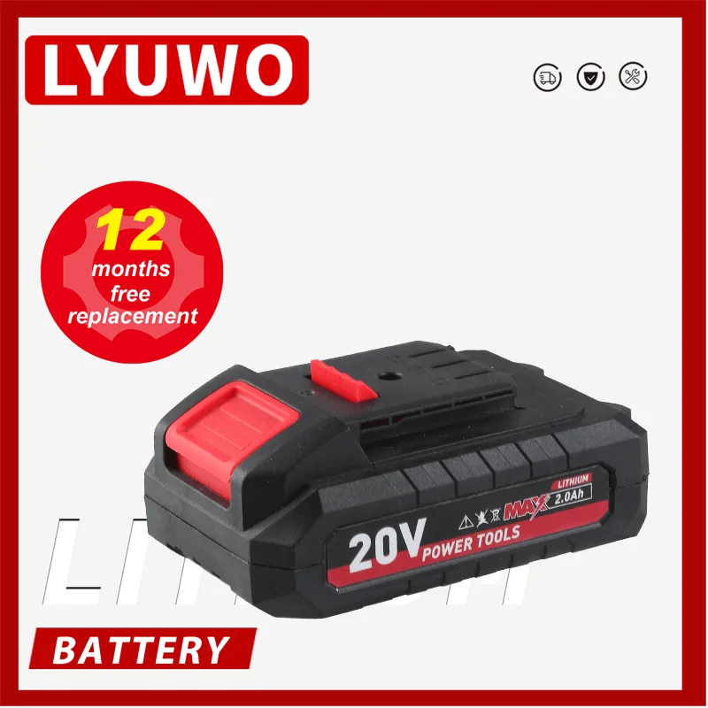 LYUWO-batería recargable de 20V, Serie de iones de litio, Taladro Inalámbrico, sierra, destornillador, llave, amoladora angular, herramientas