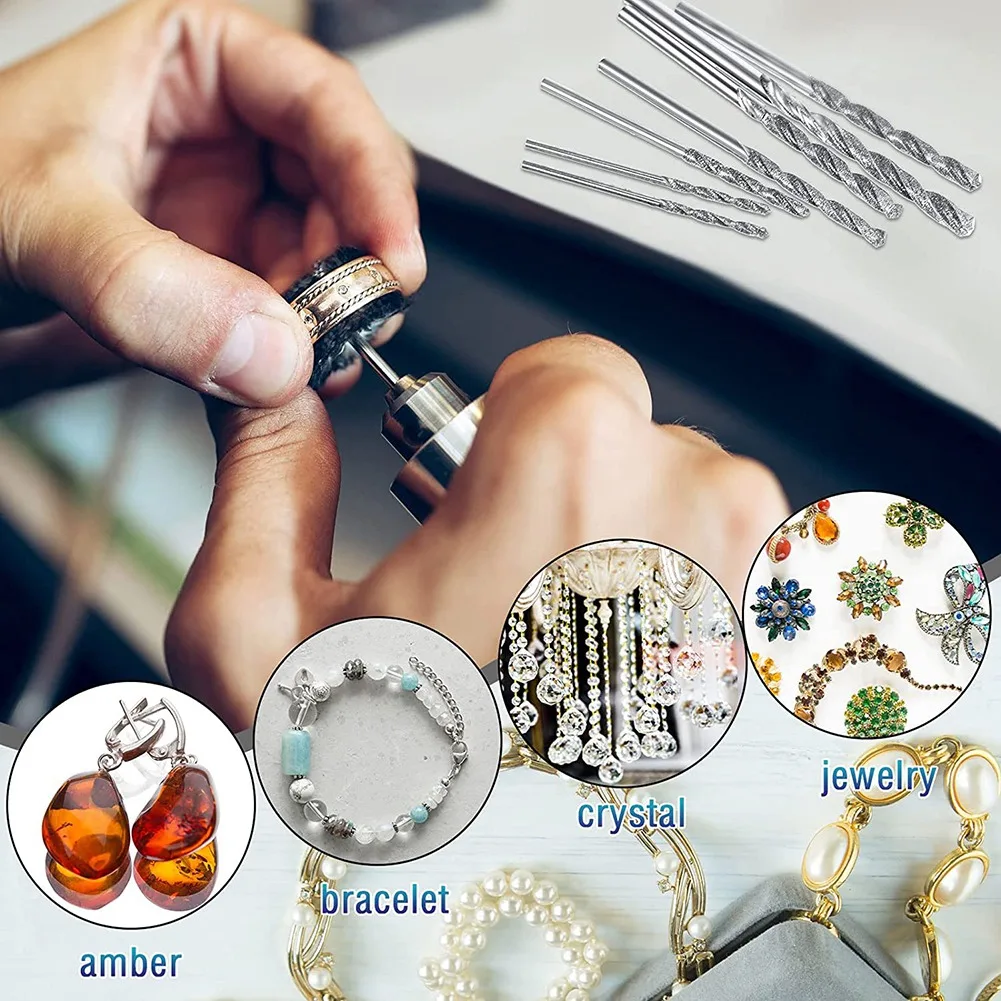 Set di punte da trapano diamantate 20 pezzi 4 dimensioni 1mm 1.5mm 2mm 2.5mm gioielli con punta a torsione conchiglie di vetro marino da spiaggia pietre preziose lapidario