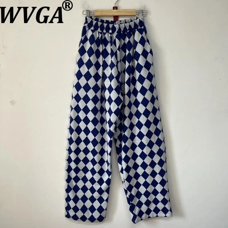 

WVGA Spring Autumn New Man Diamond Pattern Trendy Versatile Original Design Niche Casual Elastic Waist Wide-leg Pants Ins W20784