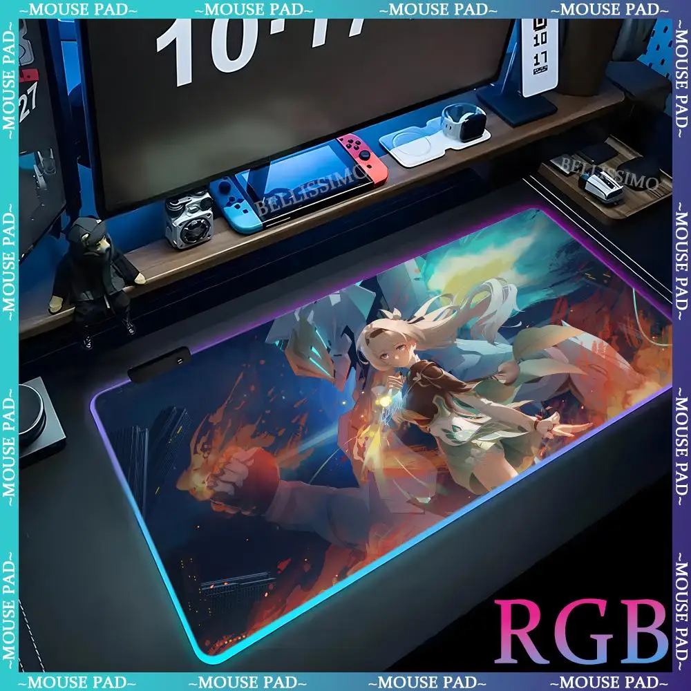 Collapse Star Track RGB Mouse Pad LED Large Anime XXL MousePad Backlit Laptop Pad Large Gaming Mouse Pads Luminous Keyboard Pad