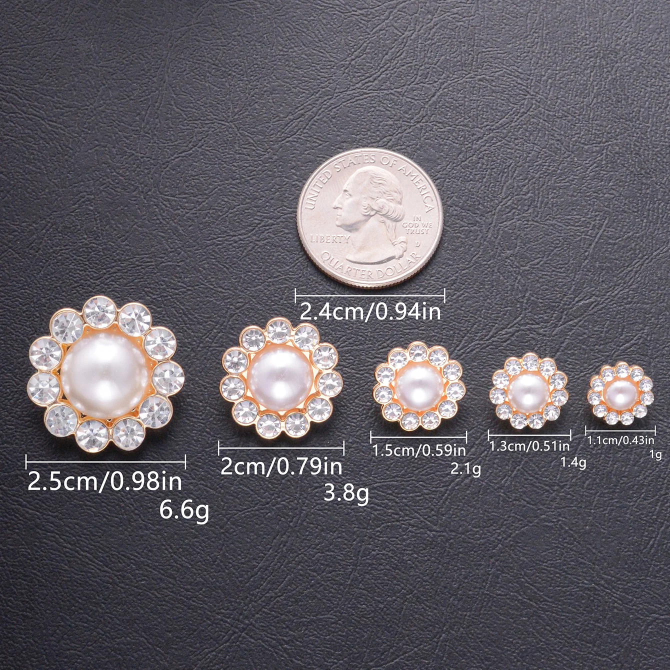 10pcs 12/15/18/20mm Fashion Sunflower Shape Rhinestone Pearl Buttons For Shirt Coat Dress DIY Sewing Button Clothing Accessories