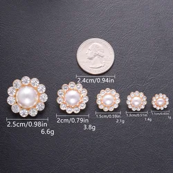 10pcs 12/15/18/20mm Fashion Sunflower Shape Rhinestone Pearl Buttons For Shirt Coat Dress DIY Sewing Button Clothing Accessories