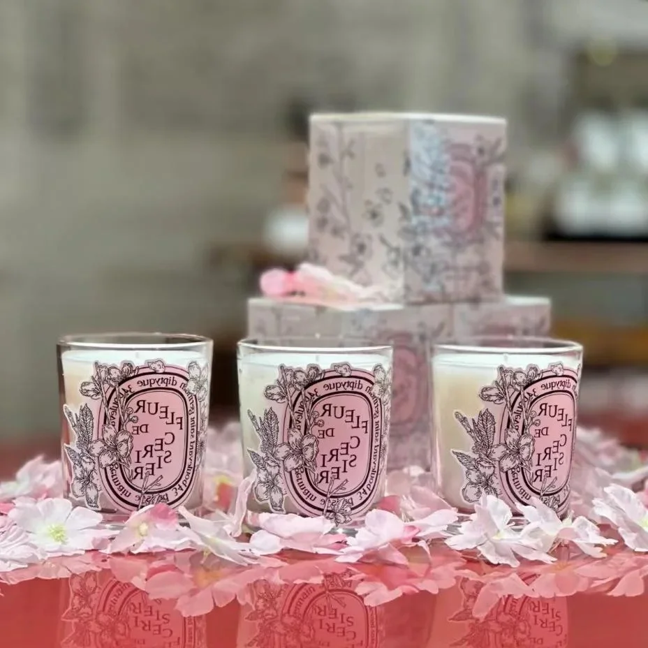 

Romantic Limited Diptyques Candles Sakura Scented Fragrance Candle Light Gift High Quality Aromatherapy Perfume Aroma Home Decor