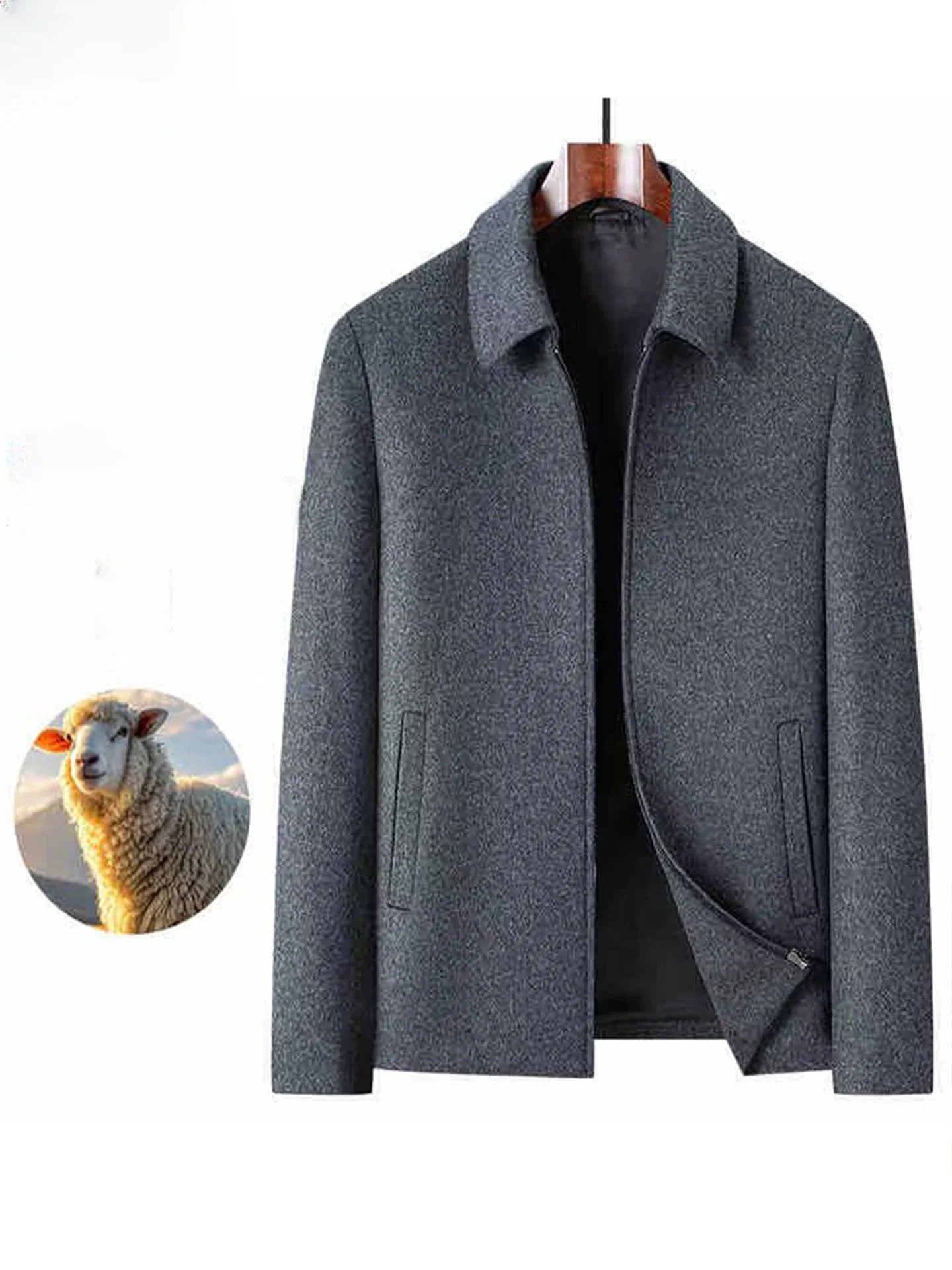 

TUCANO 00 Woolen Casual Thiened Collar Jaet Men's Winter Busin Casual Warm Thiened Woolen Coat Loose Fit Long Sve