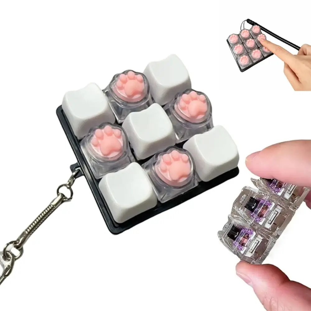 Tragbare 9 Tasten Zappeln Schlüsselbund Tasten Taste Keycap Finger Tastatur Kappe DIY Tastatur Relief Stress Clicker Spielzeug Erwachsene Spielzeug