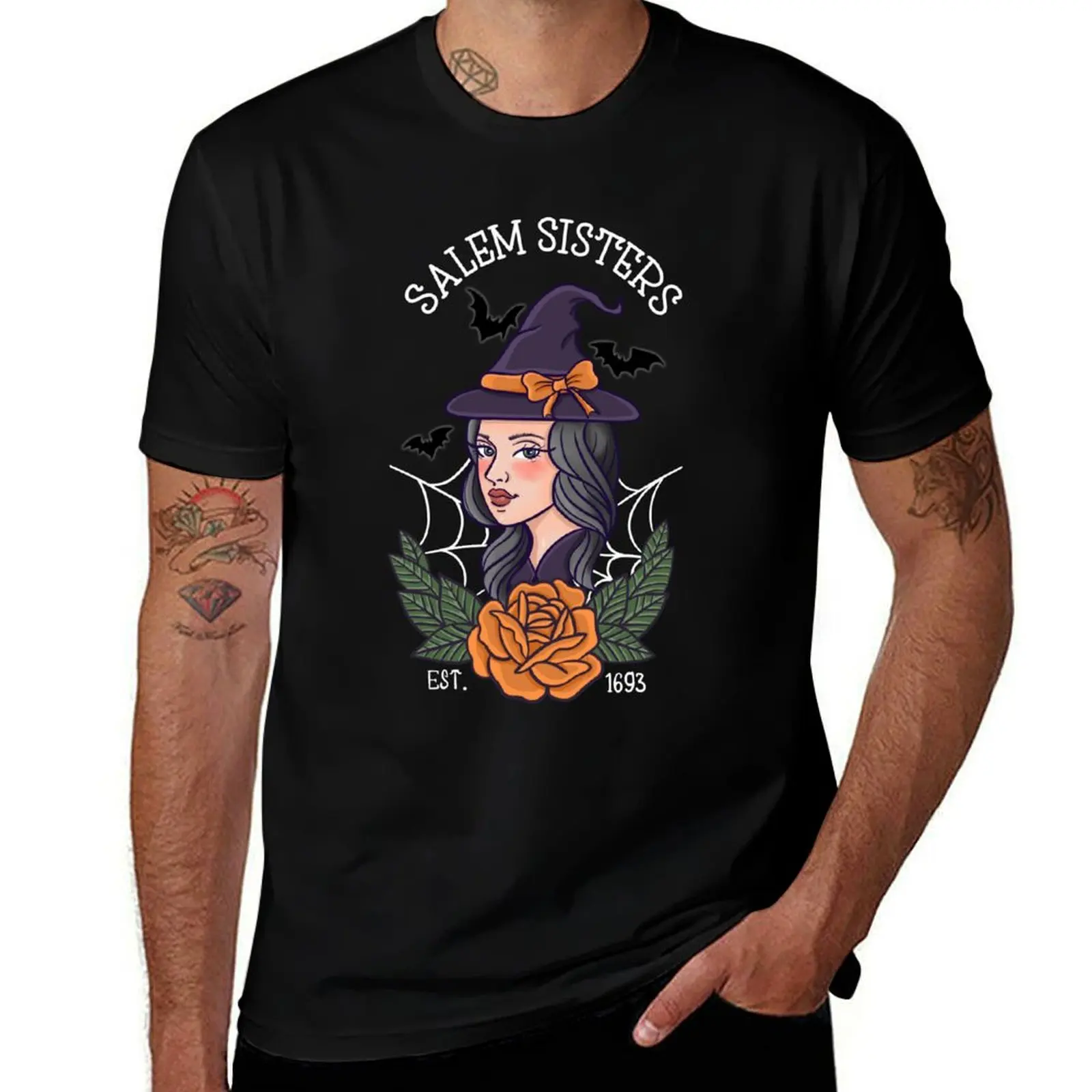 Salem Sisters - Black-Haired Witch T-Shirt Plus Size Simple Casual Top T-Shirt