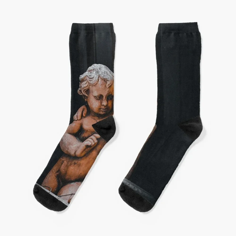 

Two Cherub Babies Statue Socks Stockings man christmas stocking New year's sheer Women's Socks Men's