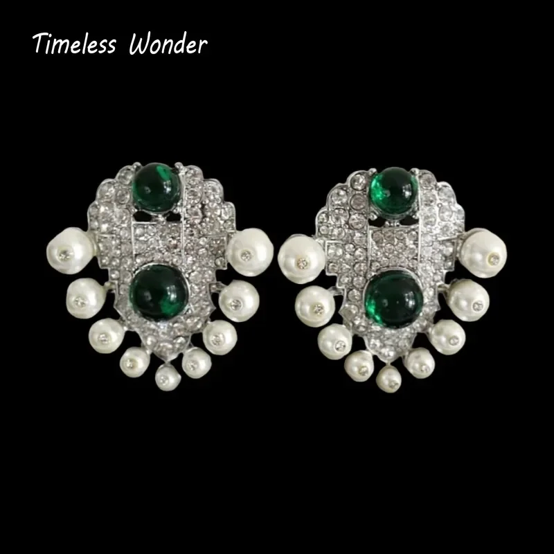 

Timeless Wonder Retro Zircon Geo Glass Clip on Earrings for Women Designer Jewelry Punk Vintage Sweet Gift Rare Top Classy 3346