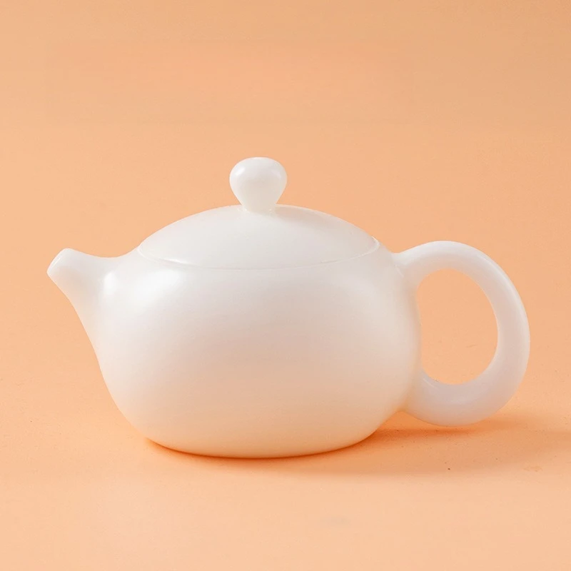 Dehua white porcelain handmade ice ceramic teapot suet jade