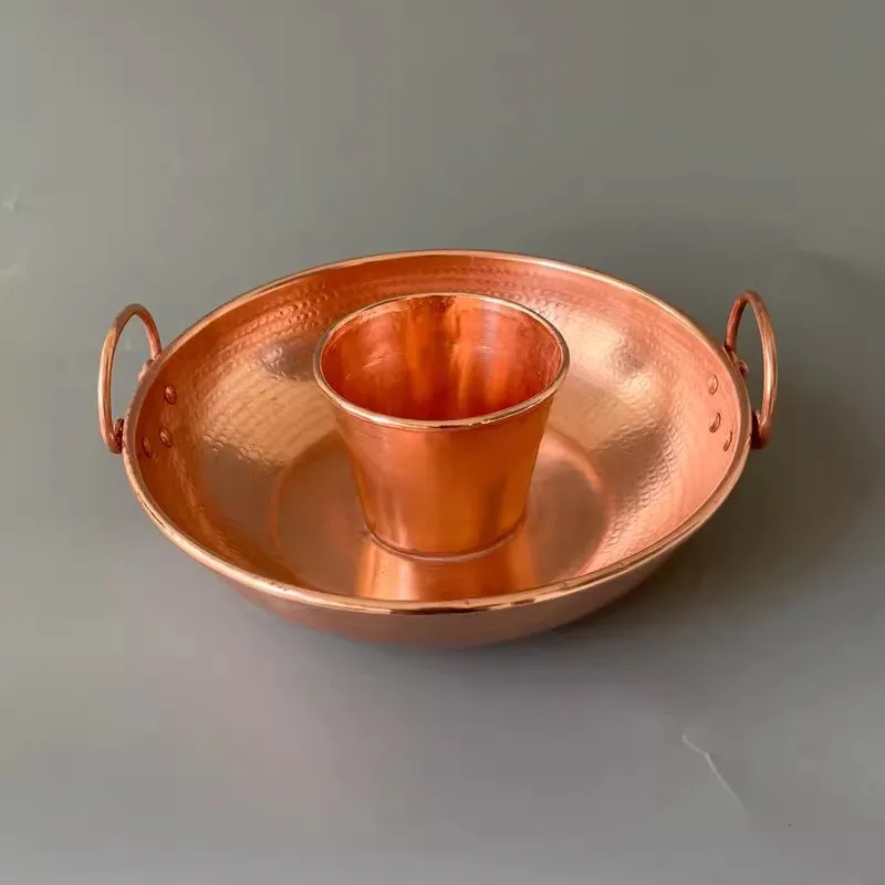 Pure Copper Hot Pot Gas/Induction Cook Home Restaurant Use Handmade Thick Container Multi Use