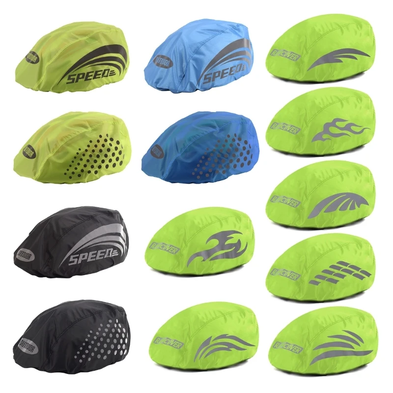 Universal Size Bike Helmet Cover Cycling Waterproof Helmet Cover with Reflective Stripes High Visibility for Road Biking