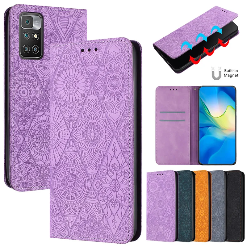 For Xiomi Redmi 10 Case Mandala Totem Leather Magnetic Case for Etui Xiaomi Redmi 10 Phone Cover Redmi10 2022 10C 10A Flip Funda