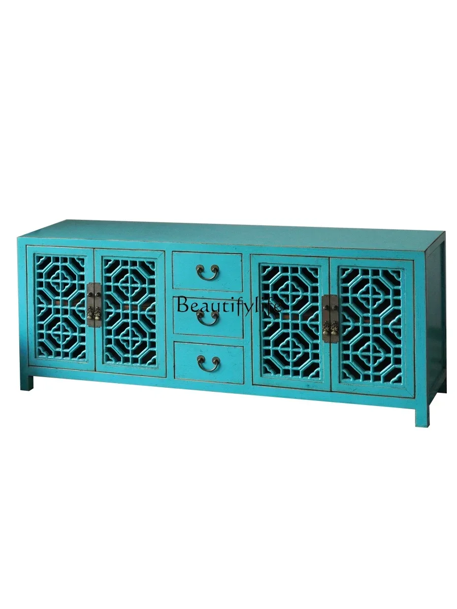 

X4 New Chinese solid wood lattice TV cabinet classical furniture small apartment living room cabinet