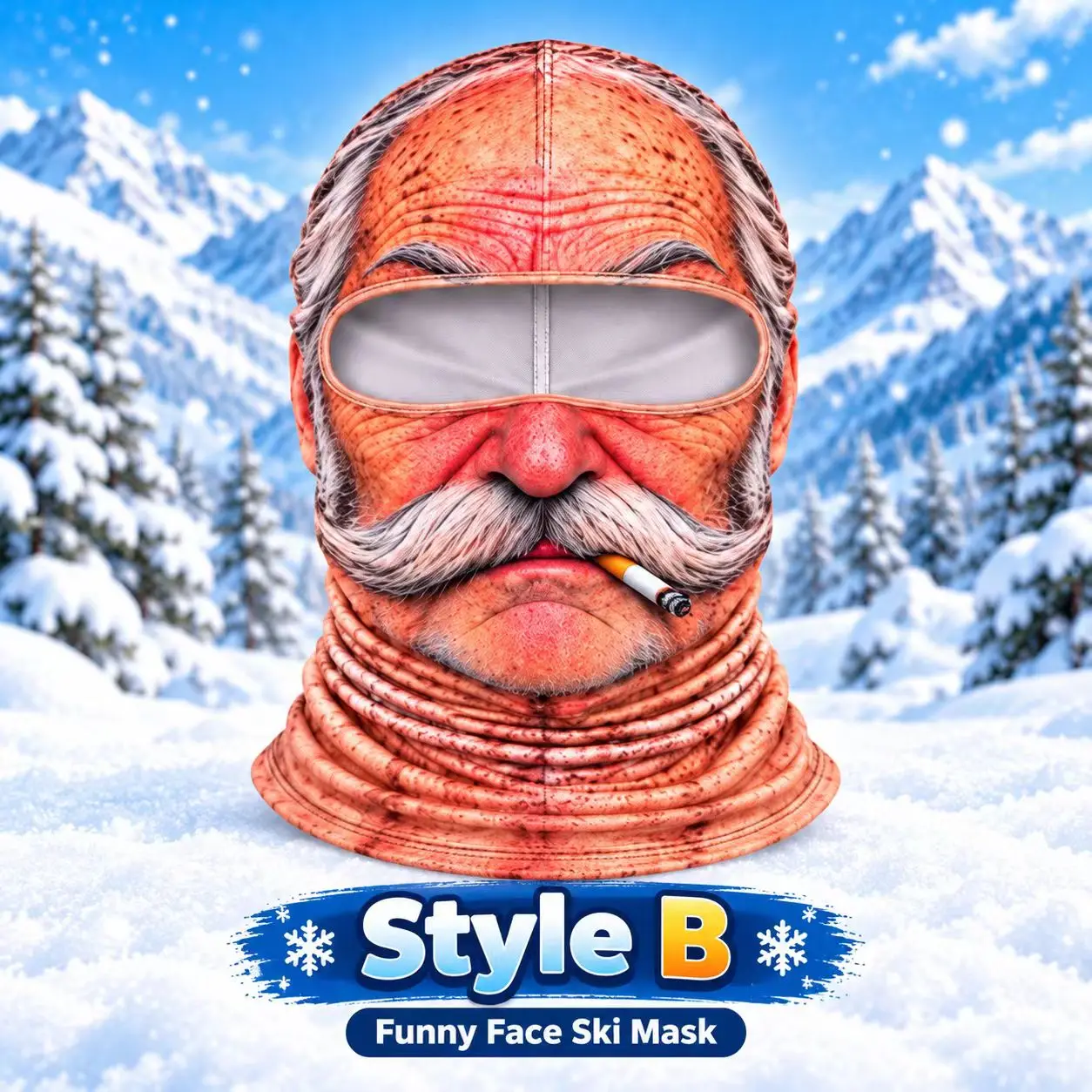 3D-gedruckte Sturmhaube mit Opa-Gesicht, Fleece-gefütterte, warme, winddichte Vollgesichtsmaske, lustige Scherzkopfbedeckung für Outdoor-Sport & Cosplay – Detail 8