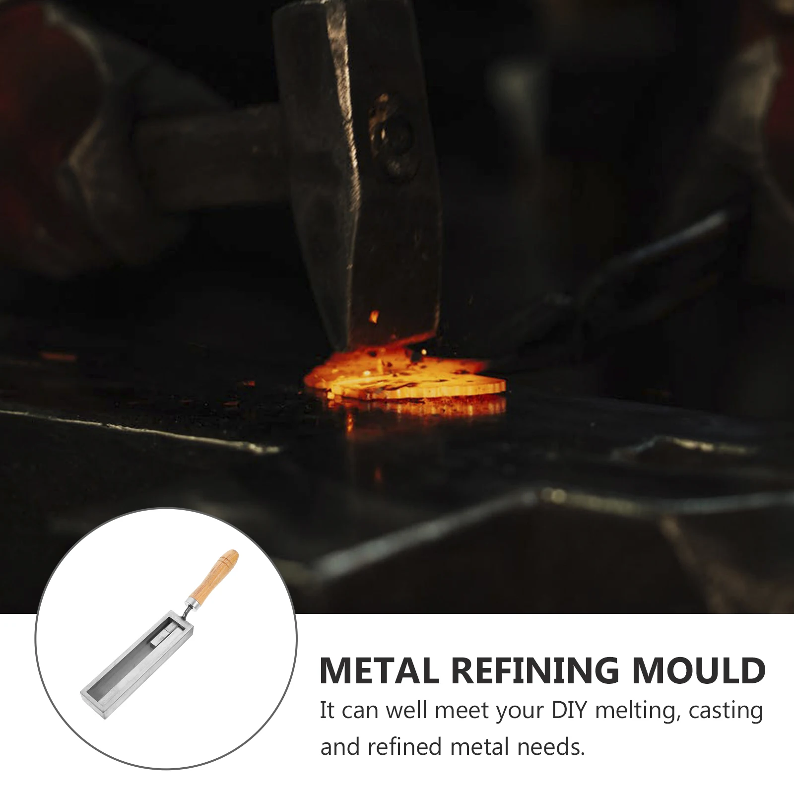 오일 탱크 녹는 금형 7 인치 내구성 철 나무 손잡이 골드 실버 정제 주조 도구 쥬얼리 금속 주괴 만들기 DIY