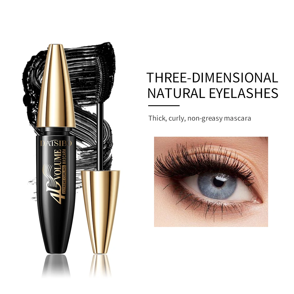 DAISIBO Mascara cils en fibres noires – imperméable, anti-taches, longue durée, sans déclenchement, aspect naturel, volumateur et bouclage