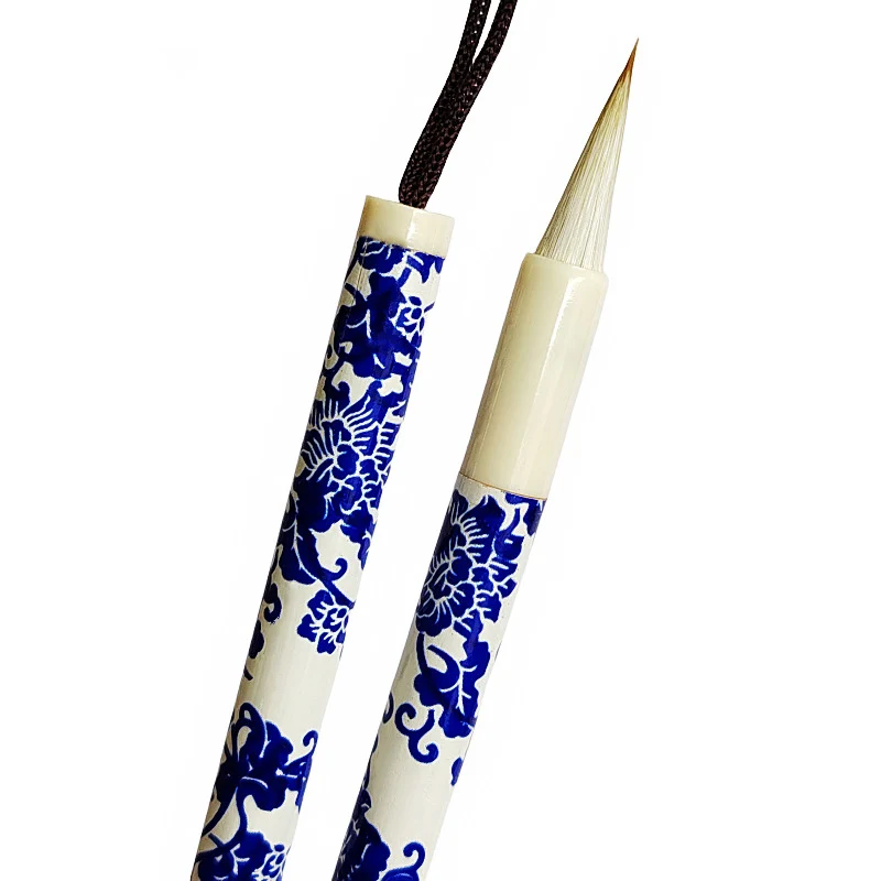 Imagem -05 - Estilo Chinês Caligráfico Escovas Azul e Branco Porcelana Caneta Titular Weasel lã Cabelo Escrita Escova Xiaokai Kaishu Escova Pcs