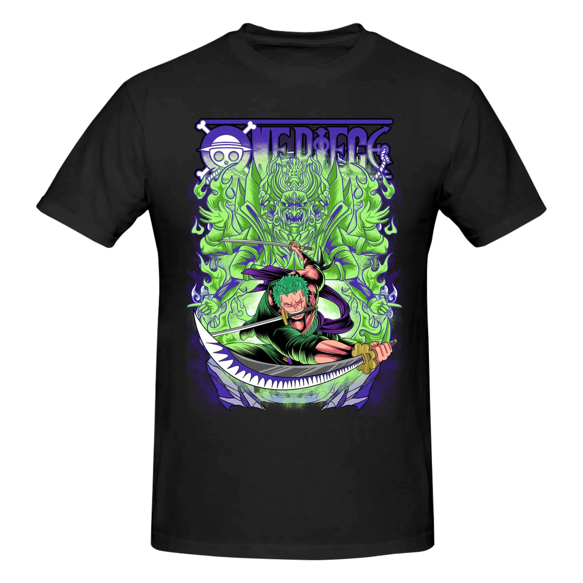 

Цельная футболка унисекс с короткими рукавами, новинка, потрясающая одежда с рисунком Зоро, летний стиль, свободные футболки большого размера из чистого хлопка