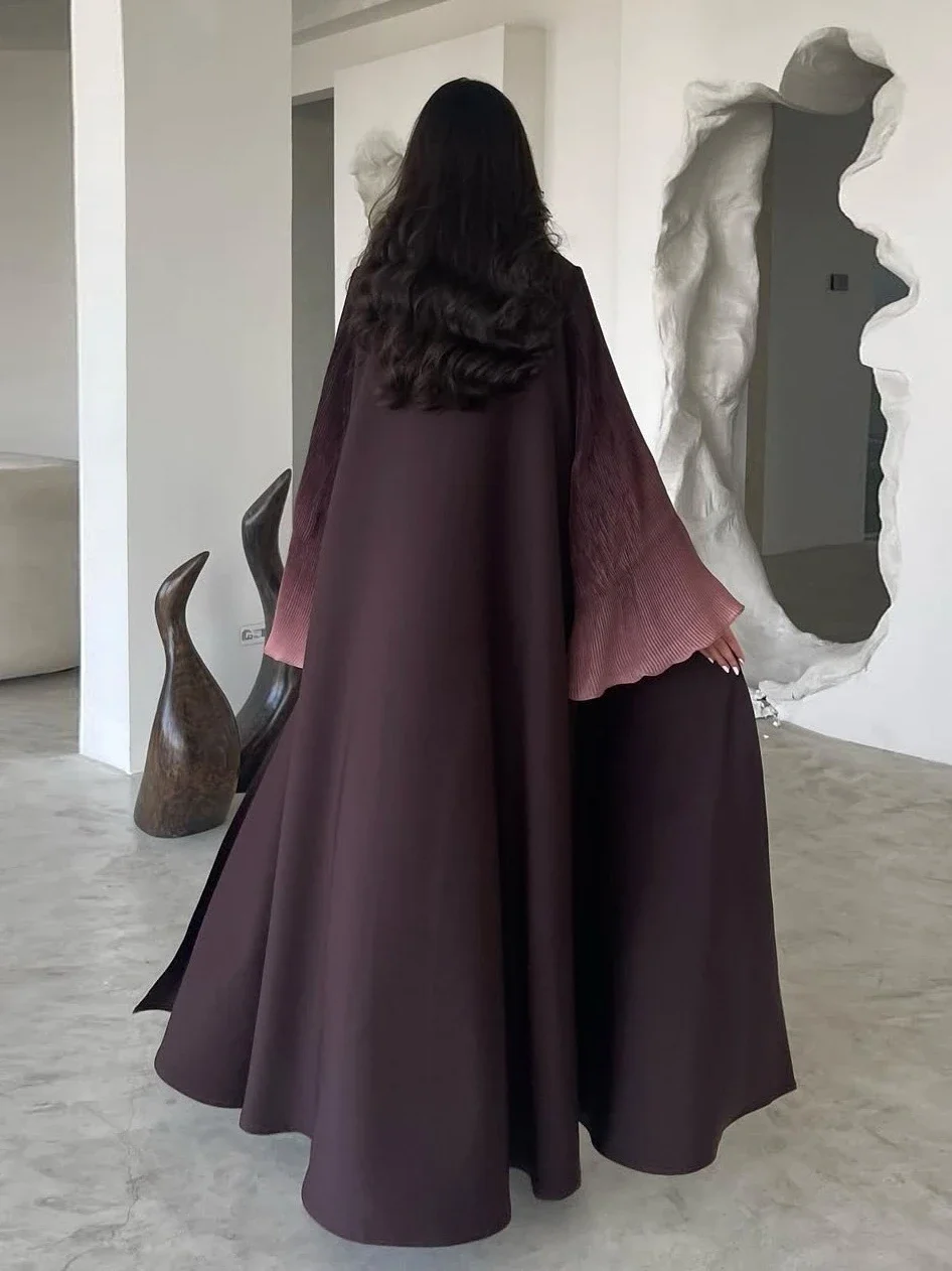 Eid mujeres Abaya vestido de gasa musulmán plisado manga acampanada cárdigan fiesta Jalabiya Ramadán Vestidos Largo Kaftan bata árabe 2026