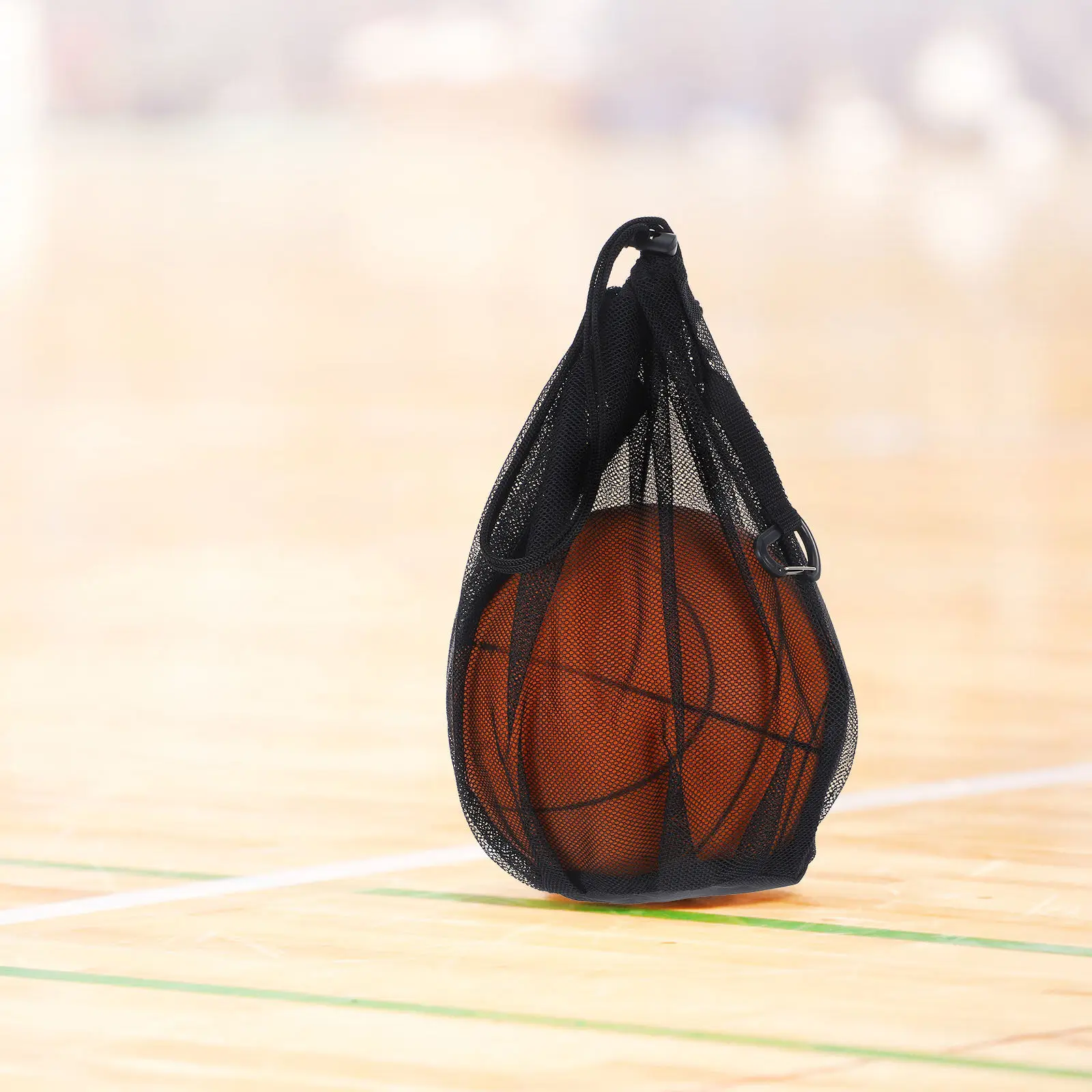 

Single Ball Bag Large Mesh Sports Bag Basketball Soccer Football Volleyball Carry Drawstring Hanging Hook Zipper Pocket Storage
