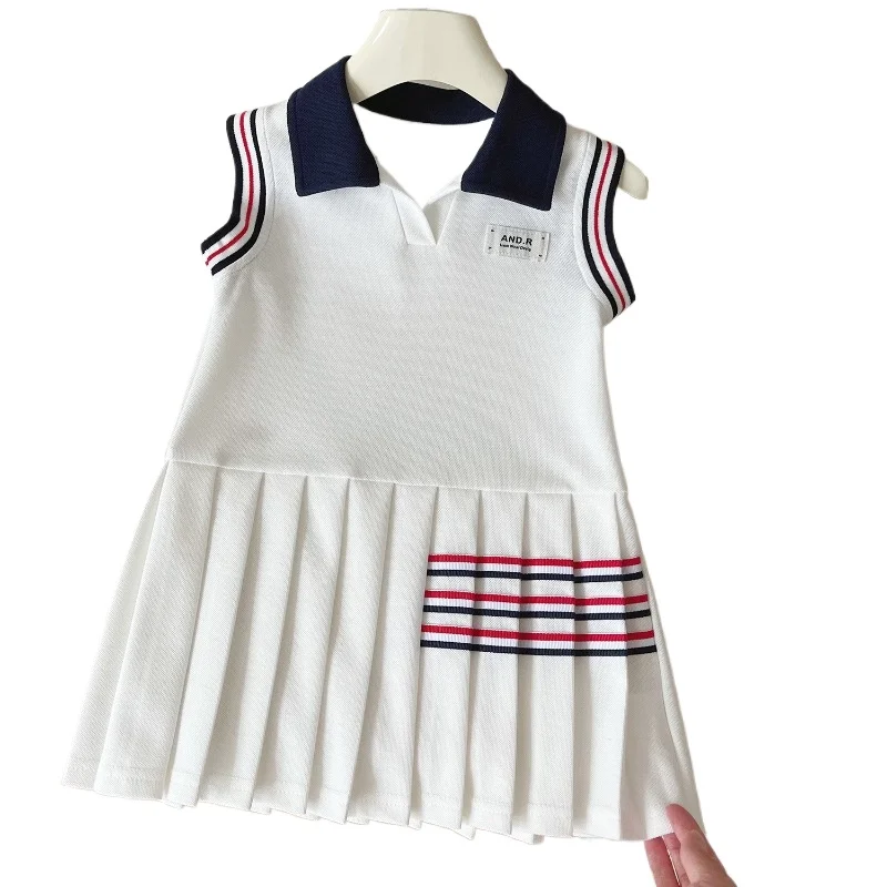 Girls Dress Summer Lapel Striped Kids Dresses Fashion Children Casual Dress Toddler Girl Sport Style Princess Dresses 2-6Yrs