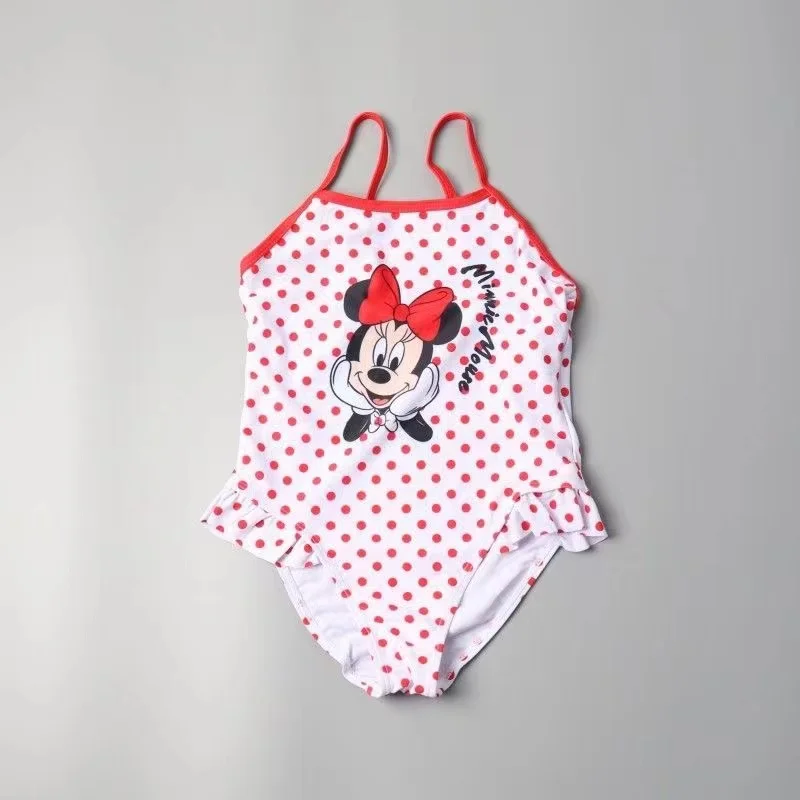 

Baby Girl Swimsuit One Piece Bodysuit Cartoon Minnie Mouse Dot Children Swimwear Summer Clothes Kid Bathing Beach Wear Romper