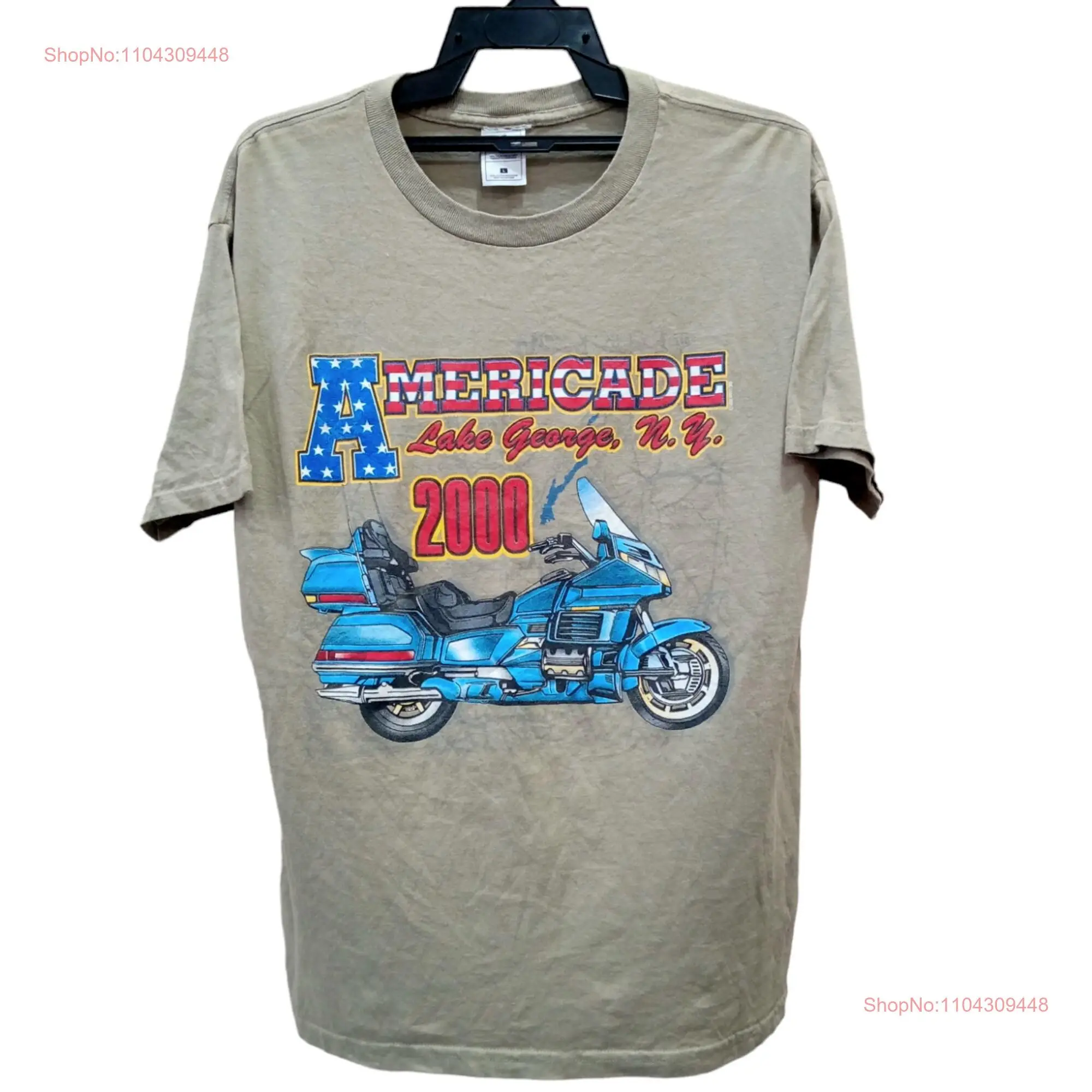 Vintage Americade Lake George N Y Wolrd's Largest Touring Rally Brown Large T Shirt Motorsport Bike Sport Racing Size L