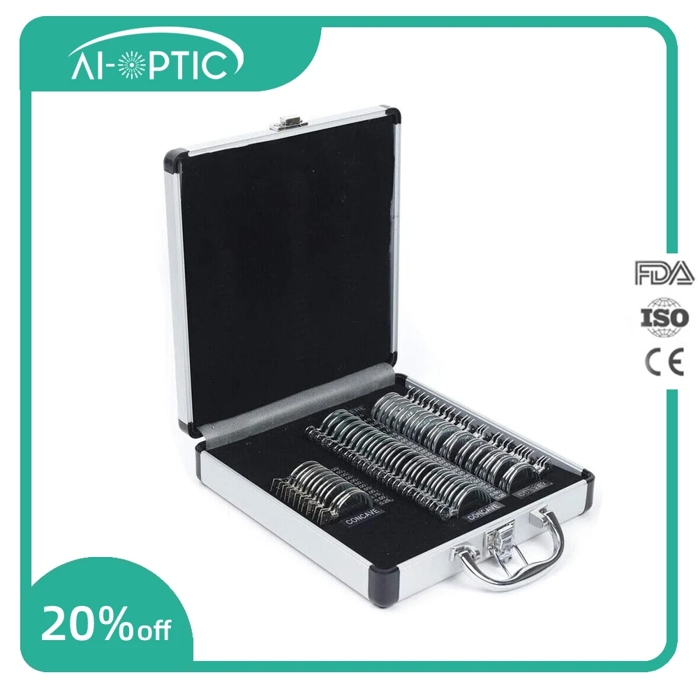 

Optical Trial Lens Set Ophthalmic Kit Optometry Eye Testing Box Metal Rim TLS-68