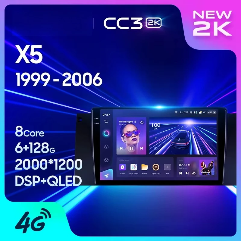 TEYES CC3 2K Reproductor de DVD para automóvil X5 E39 E53 1999 - 2006 Reproductor de audio y vídeo DVD estéreo para automóvil de 9 pulgadas