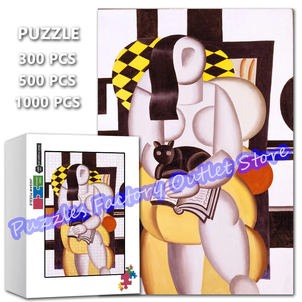 

Abstractionism Artwork Print Puzzle Women and Cat 300/500/1000 Pieces Jigsaw Puzzle for Adult Kids Decompress Educational Toys