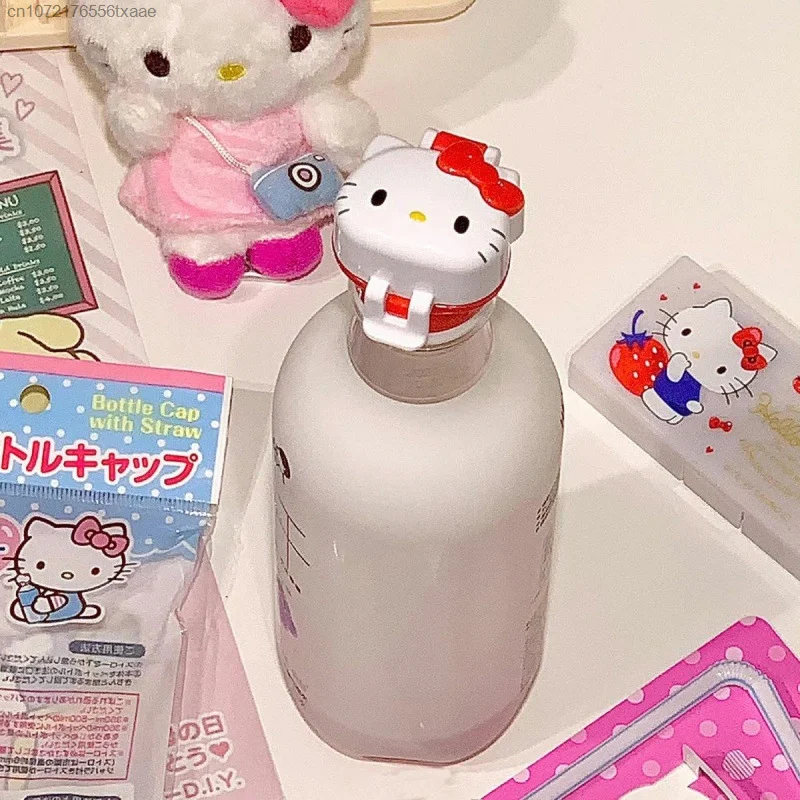 Sanrio Hello Kitty Melody Caps With Straw Water Drinks Beverage Y2k Cute Plastic Bottle Mouth Replacement Accessories Cover