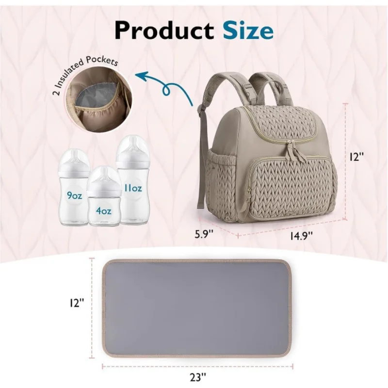 Mommy Diaper Bag Baby Stroller Organizer Backpack Large Capacity Outdoor Travel Maternity Bag With Insulated Pocket Changing Pad