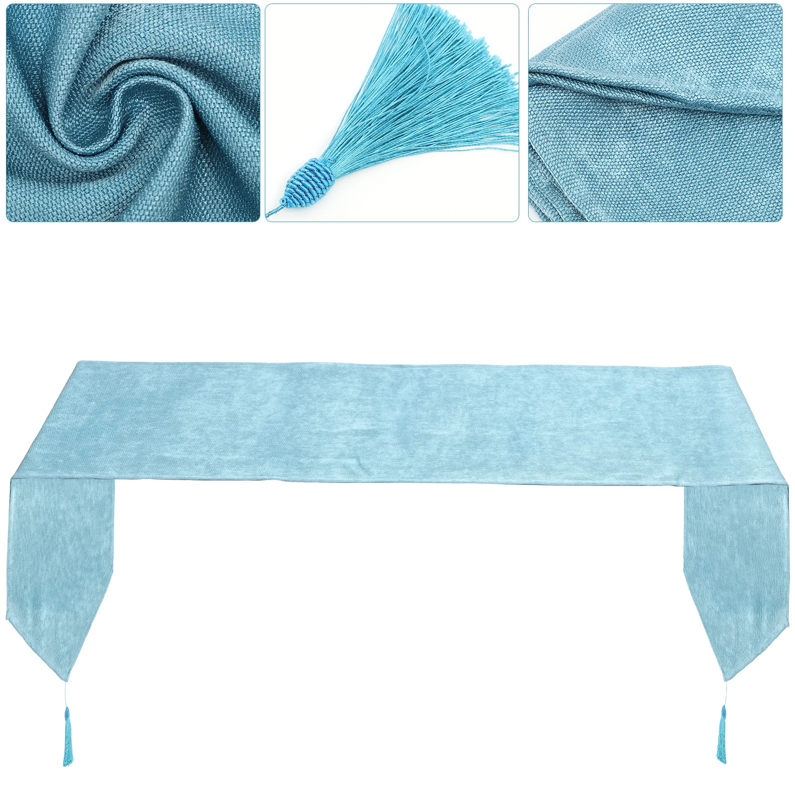 

BIUDECO Table Runner Satin Style Cotton Linen for Dining Room Wedding Party Decor Tassel Design Pastel Home Decoration