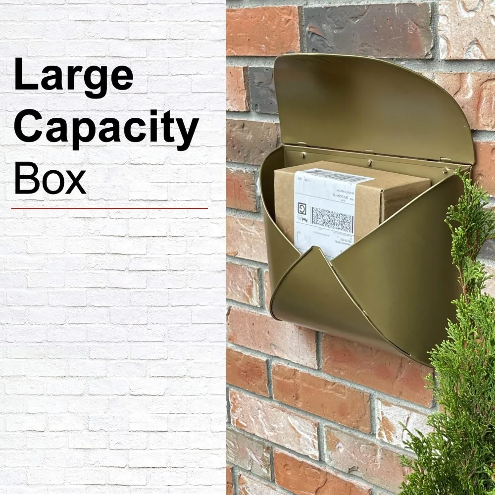 Envelope Wall Mount Mailbox, Maximum Rust Protection Metal Mailbox, Antique Brass Finish Mail Box, Mailboxes for Outside Wa