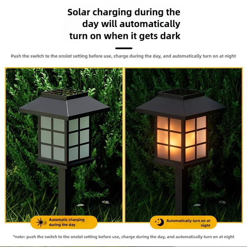 IP44 Waterproof Solar Outdoor Garden Lawn Light LED Simulation Flame Path Ambience Decoration Light Solar-Powered Street Lamps