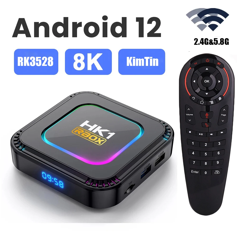 

KimTin HK1 K8 Android 13 Smart TV Box 2G 16G 8K HD 2.4G 5G Dual-band WIFI 6 BT 5.0 RK3528 Ram 4GB Rom 32GB 64GB Set Top TV Box