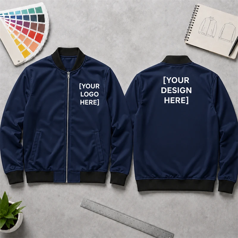 Personalized Jacket Add Your Own Logo Text 3d Print Stand Collar Baseball Unisex Casual Coat For Group Gift Daily Jackets