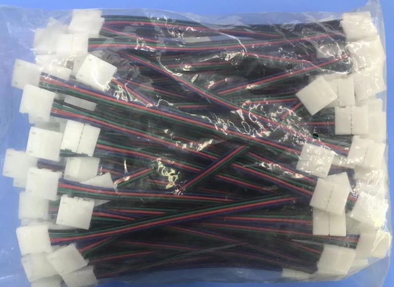 100Pcs RGB 4Pin Weld-Free LED Strip Connector for 8mm 10mm 5050 LED Strip Double-Headed Buckle Wire
