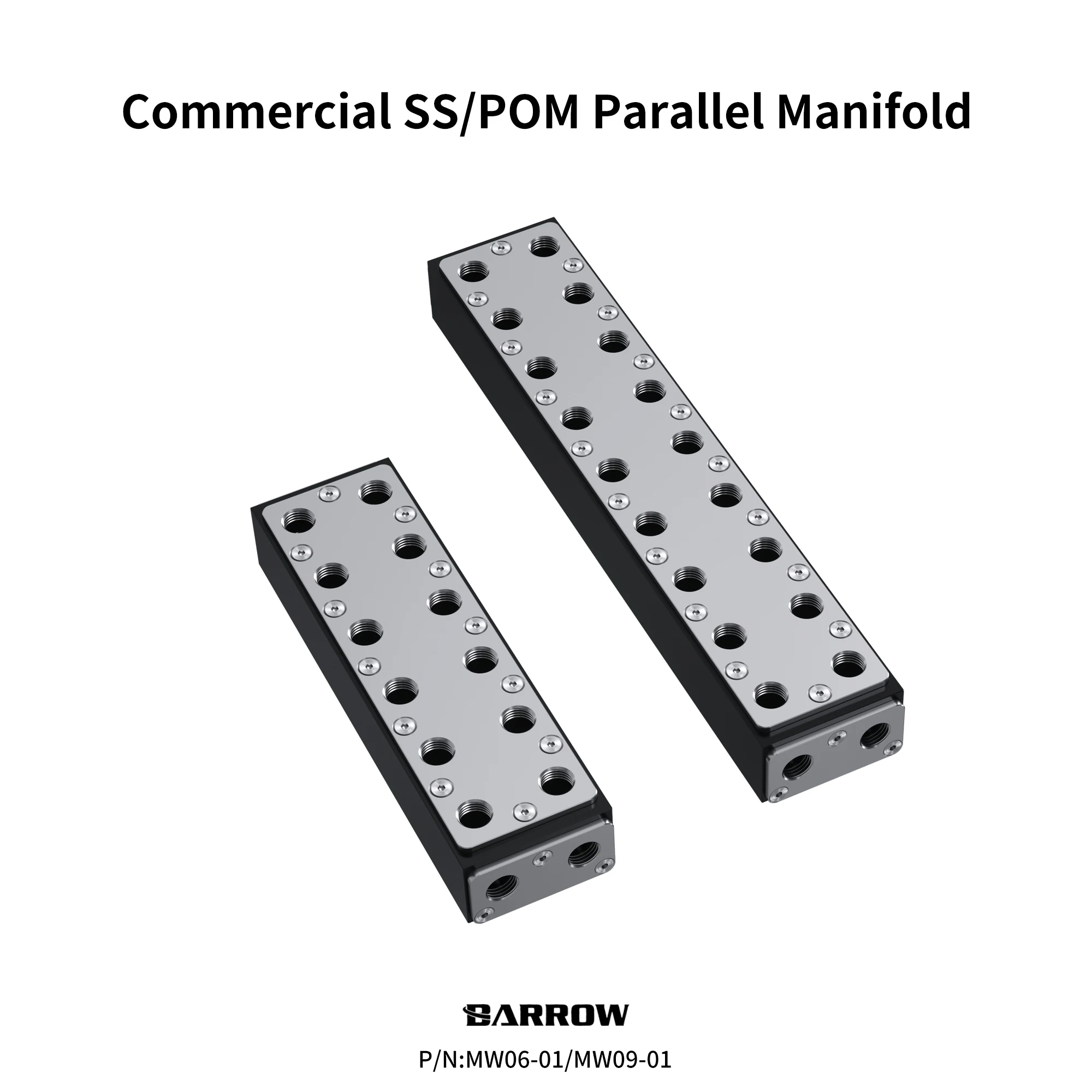 Barrow MW06-01 Stainless Steel Parallel Manifold Water Cooling Splitter for Small Server Multi-GPU Workstation Liquid Cooling