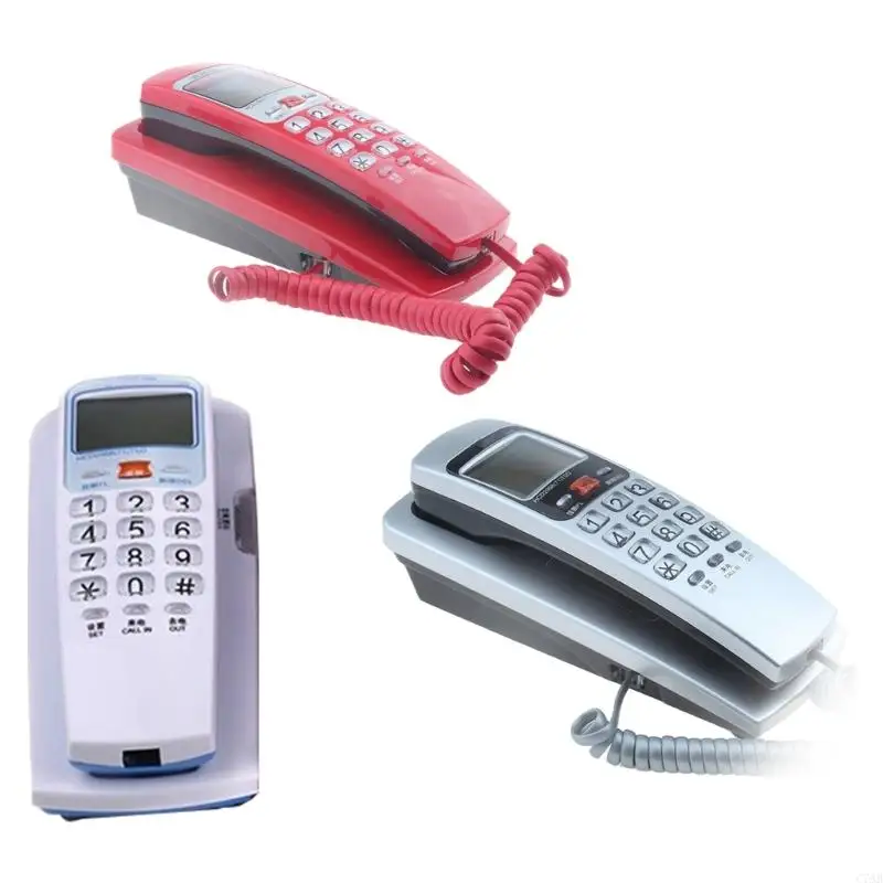 C7AB Wall Mountable Corded Phone with Caller Display Last Number Redial Multiple Color for Efficient Hotel Management