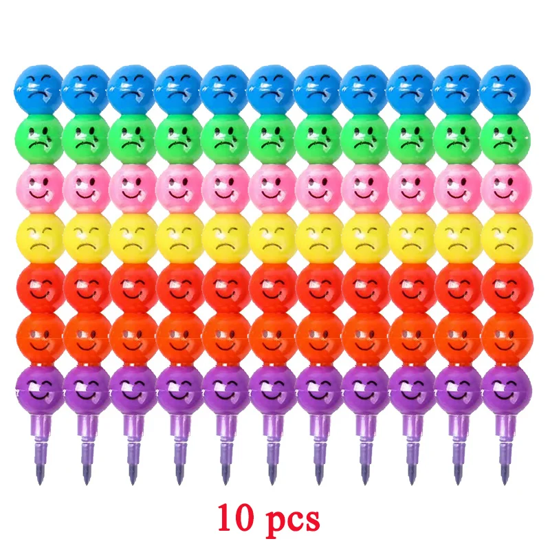 10 PCS/Lot Creative 7 Colors Sugar-Coated Haws Crayons Cartoon Graffiti Pen Stationery Gifts For Kids Crayon Wax Pencil